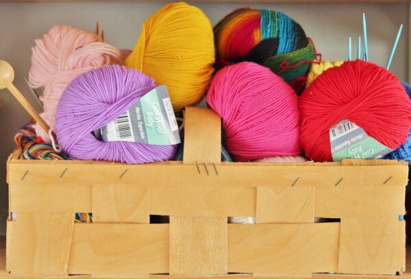 wool, knit, knitting needles